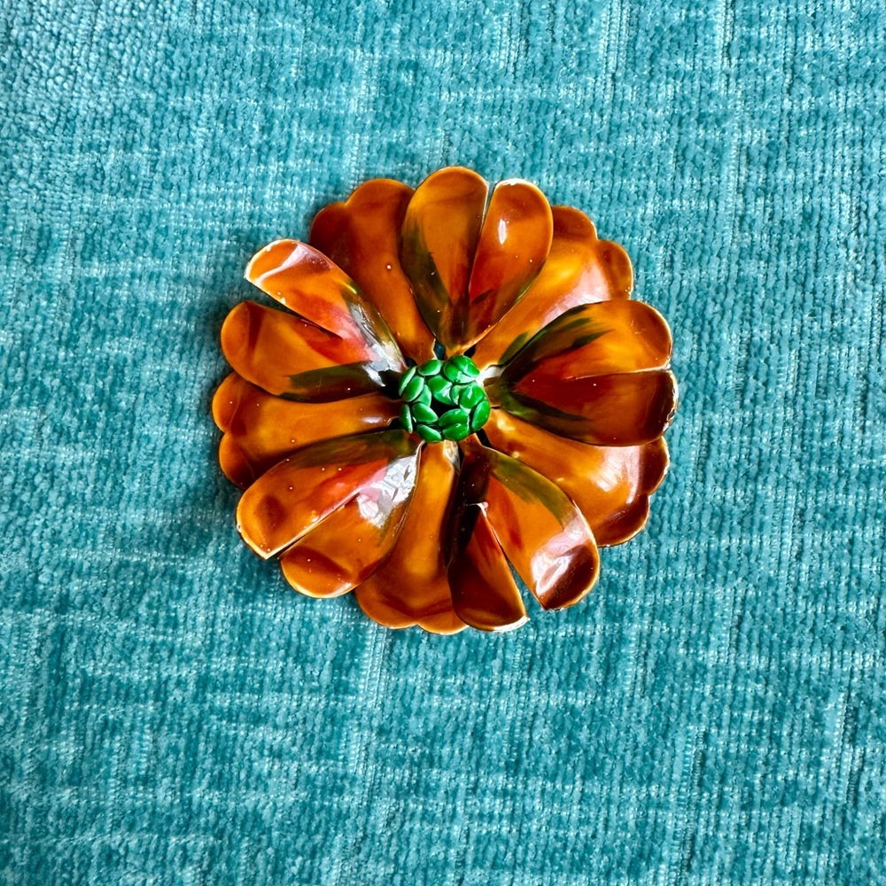 Vintage Enamel Floral Brooch